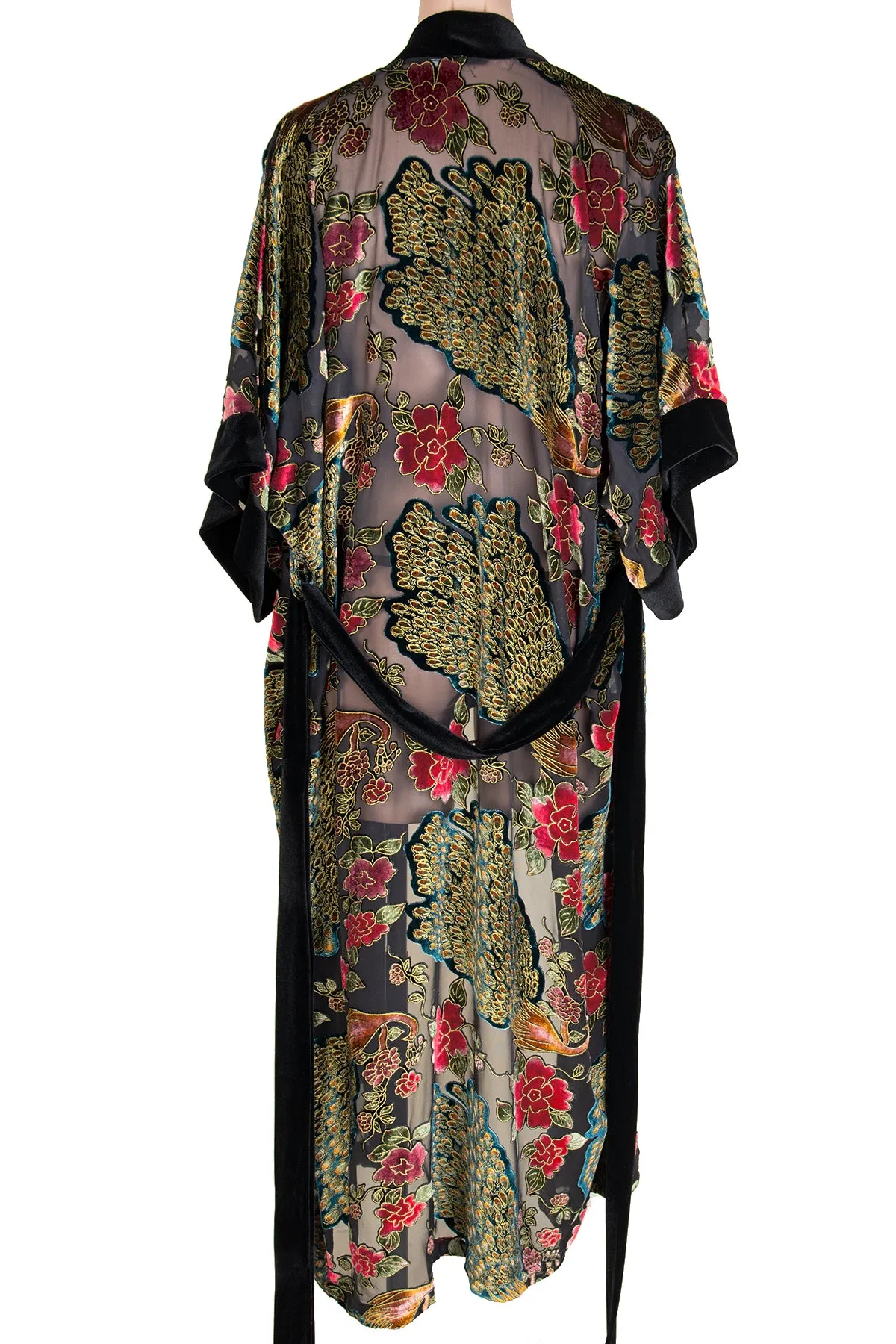 Cut Silk Velvet Long Kimono Robe