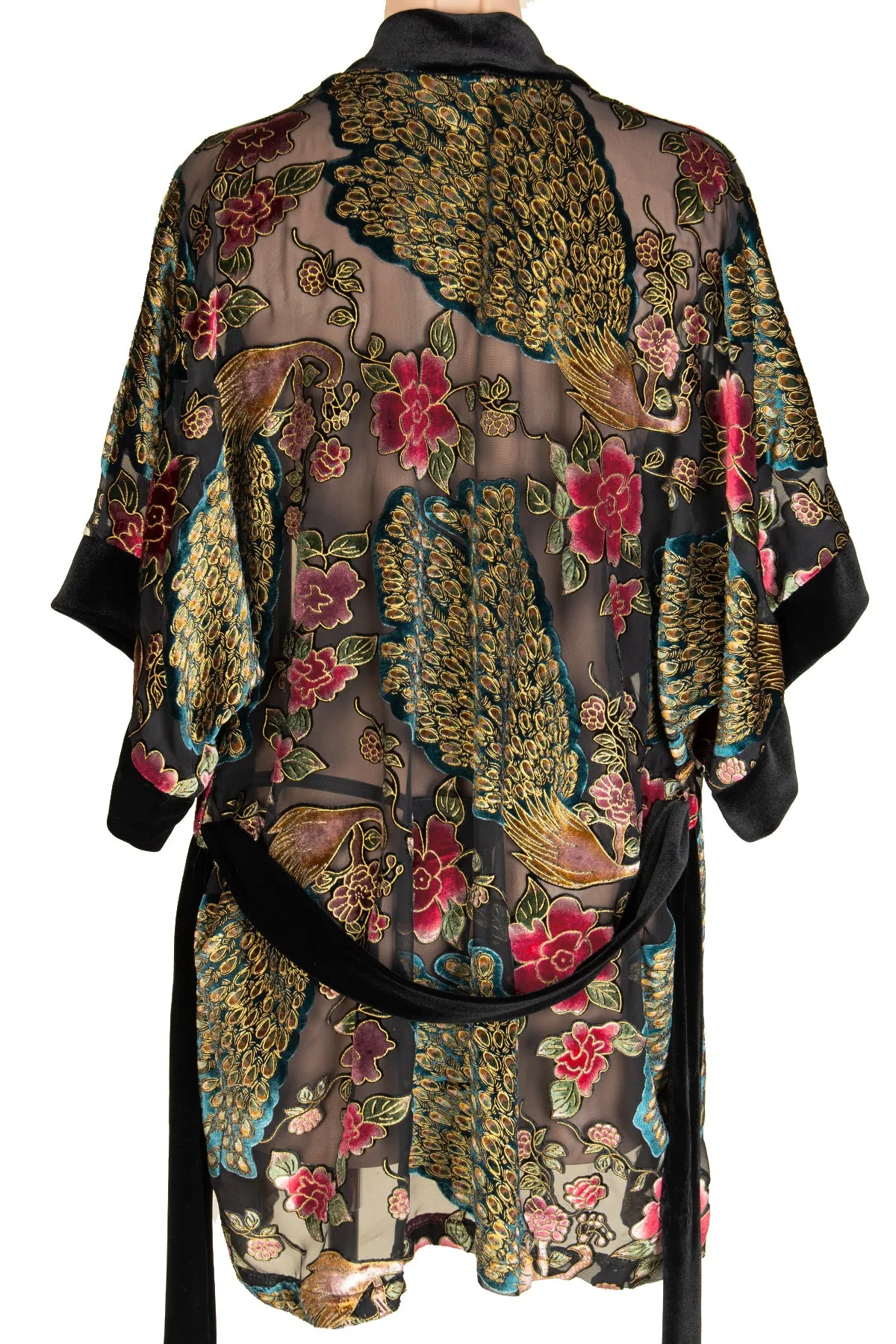 Cut Silk Velvet Short Kimono Robe