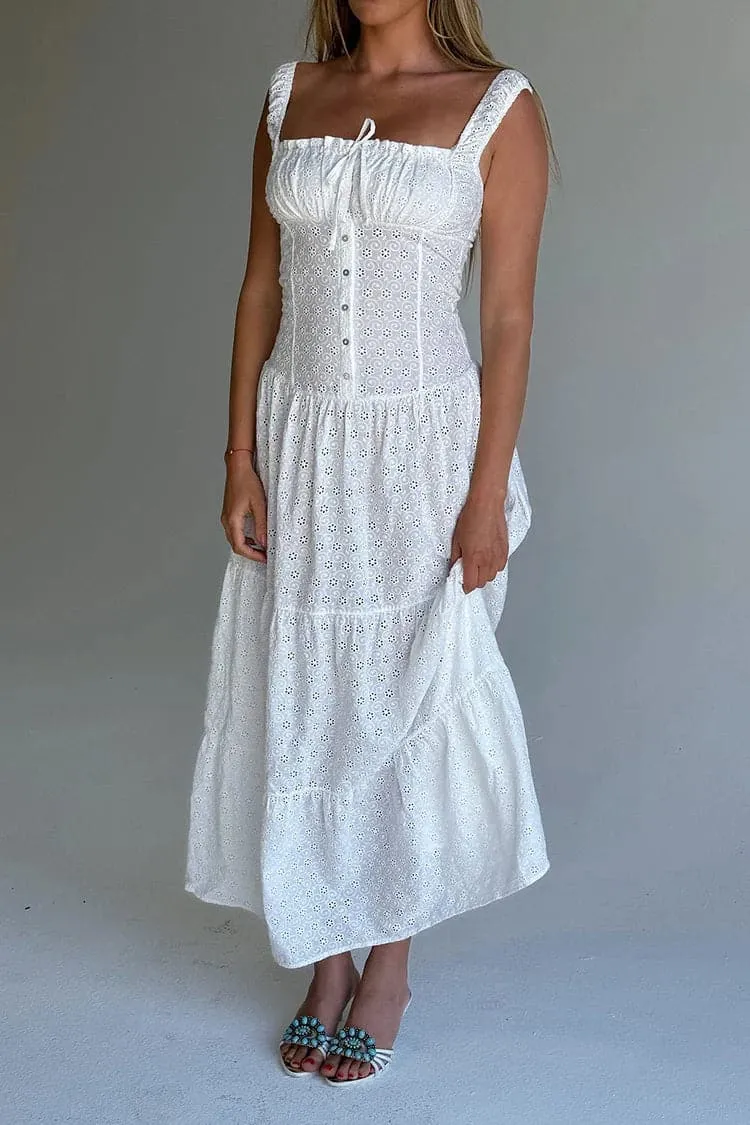 Frankies Bikinis Christabelle Eyelet Maxi Dress as seen on Bella Hadid & Amelia Gray