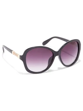 Gold-Tone Embellished Round Sunglasses
