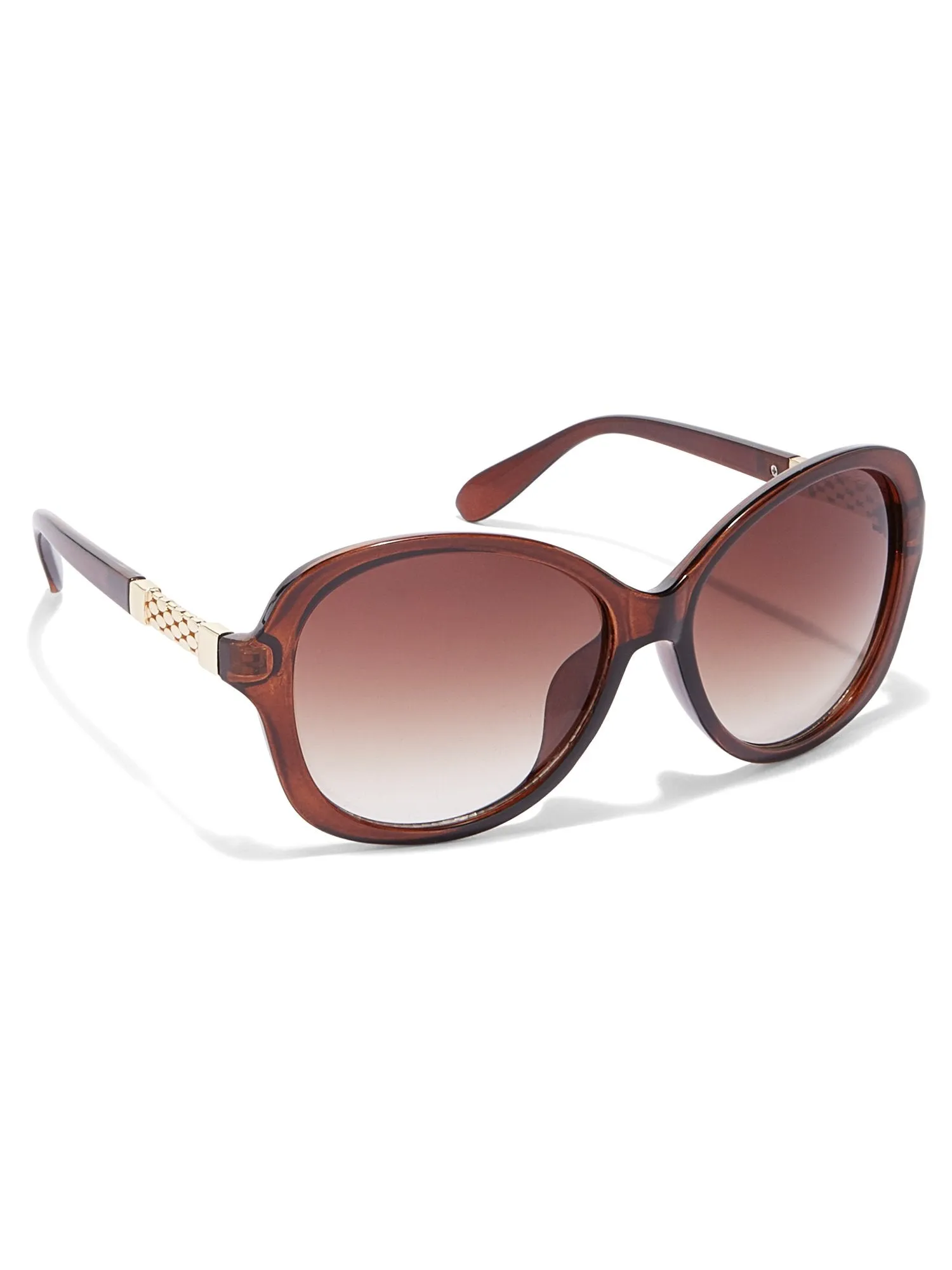 Gold-Tone Embellished Round Sunglasses