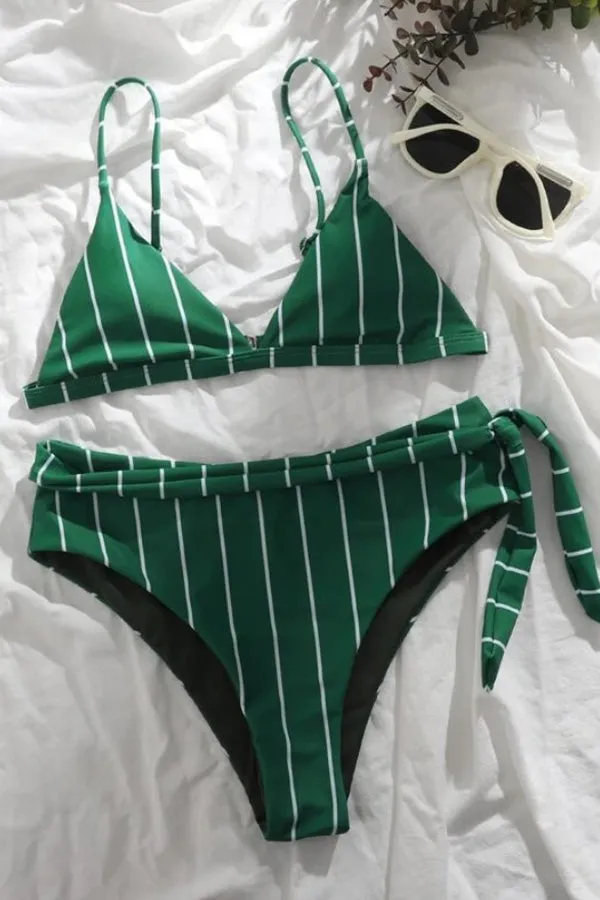 Green Striped Beachy Bikini