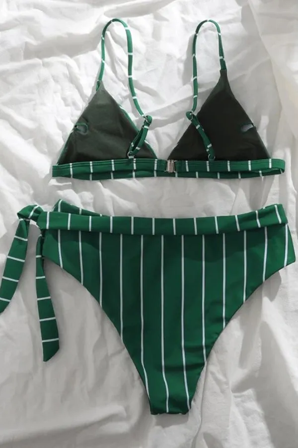 Green Striped Beachy Bikini