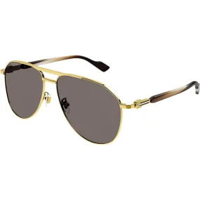 Gucci Men's Sunglasses - Gold Full Rim Metal Frame Brown Lens | GG1220S 002