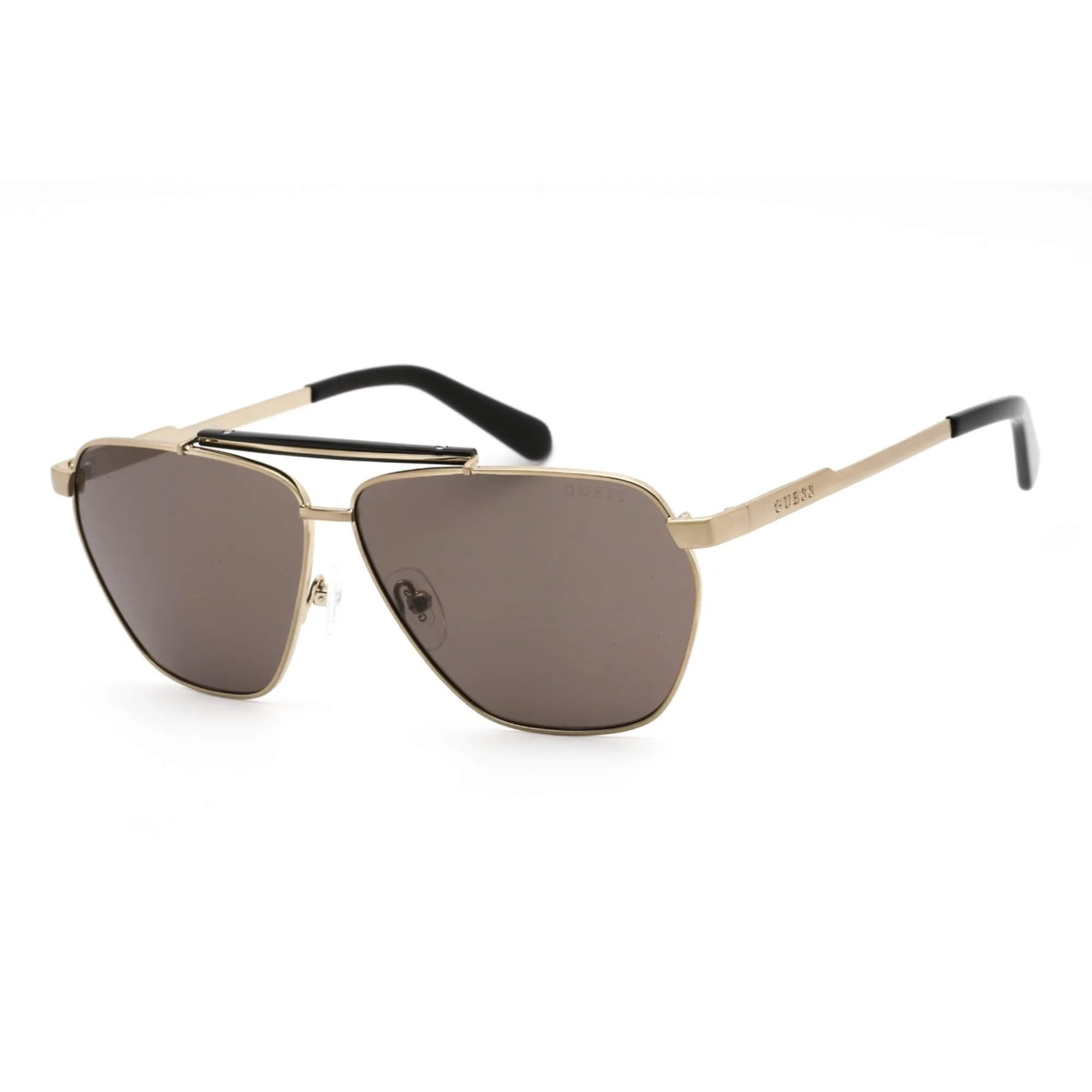 Guess Men's Sunglasses - Dark Brown Lens Full Rim Gold and Black Frame | GU00053 33A