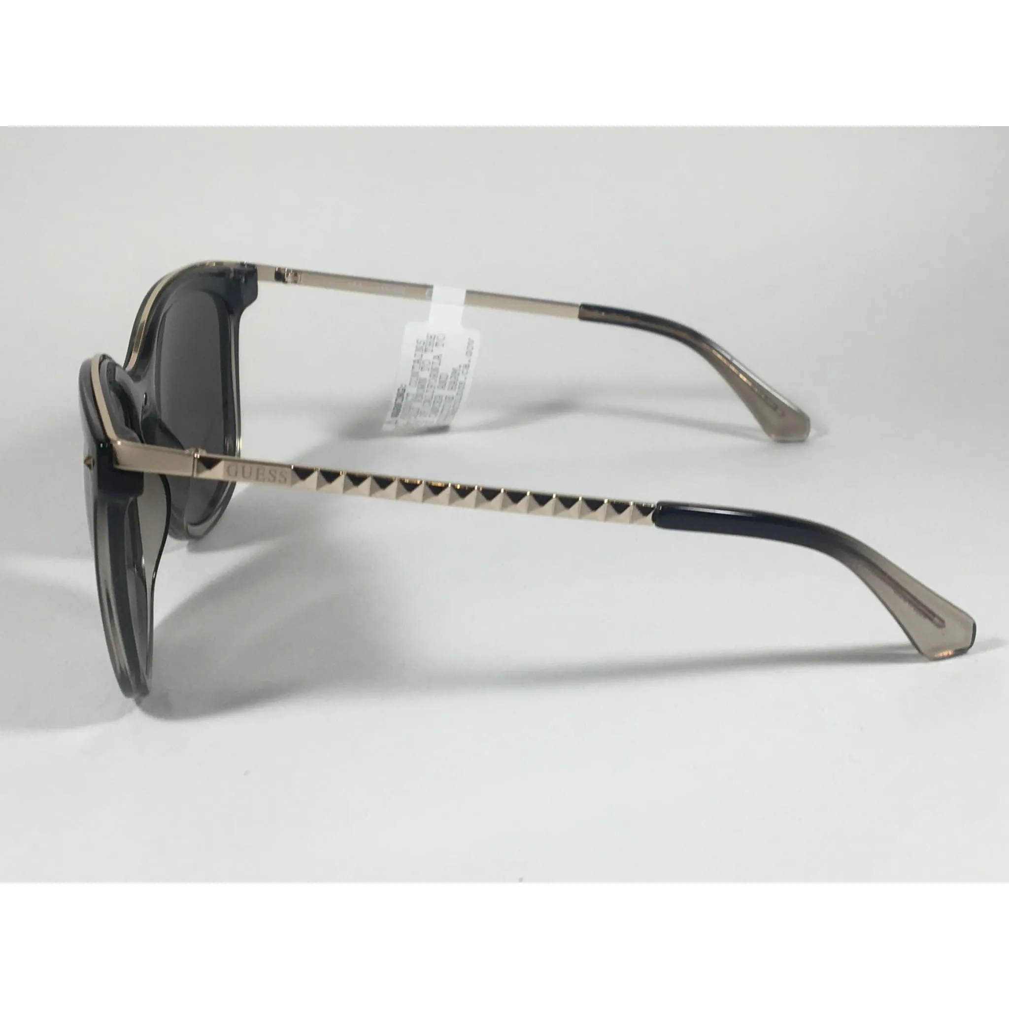 Guess Oversized Designer Sunglasses Black Crystal and Gold Silver Mirror Lens GF0302 05C