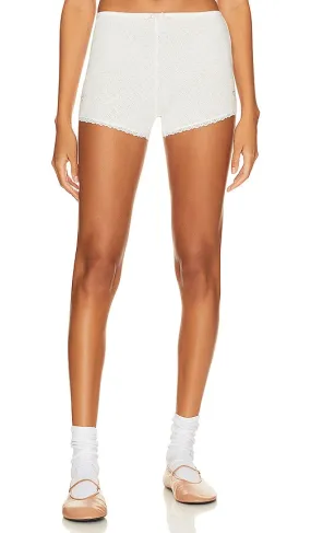 GUIZIO X Frankies Bikinis Laila Pointelle Short in White