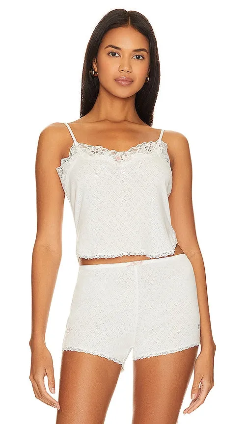 GUIZIO X Frankies Bikinis Melody Pointelle Cami in White