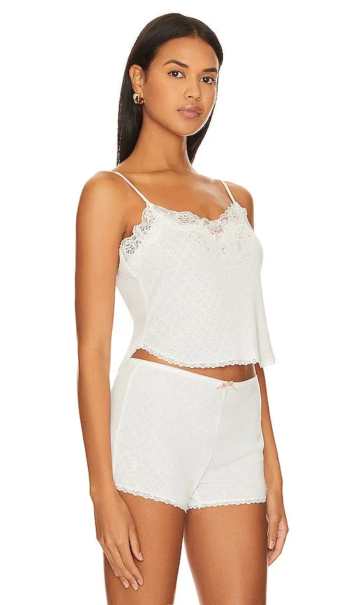 GUIZIO X Frankies Bikinis Melody Pointelle Cami in White