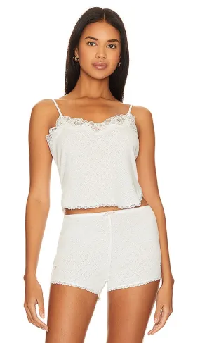GUIZIO X Frankies Bikinis Melody Pointelle Cami in White