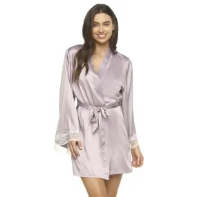 Hazel Satin & Lace Kimono - Gull Grey -