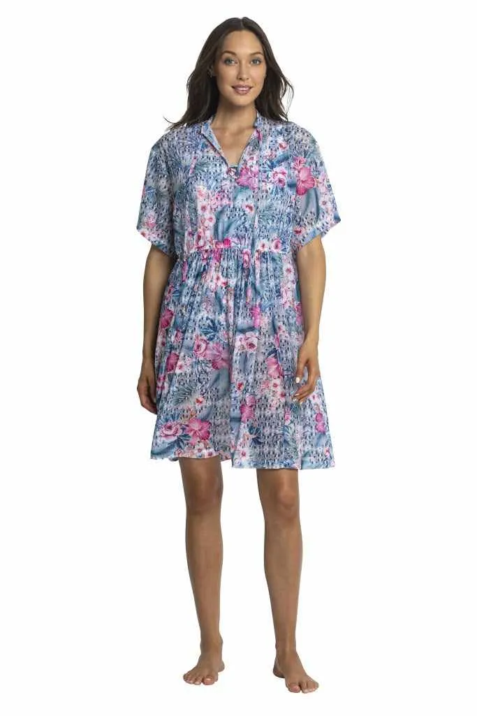 Jantzen Mesh Shirt Dress - Moroccan Flowers