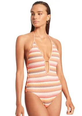 Jets Capri Stripe Plunge Fullpiece