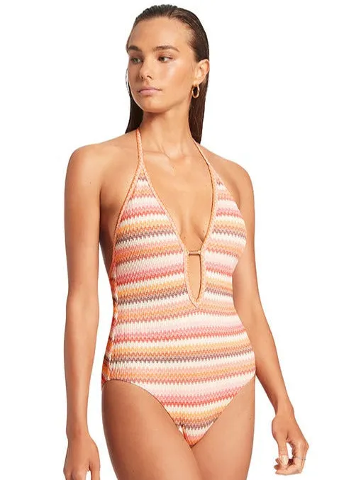 Jets Capri Stripe Plunge Fullpiece