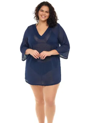 Jordan Taylor V-Neck Placket Bell Sleeve Tunic - Plus