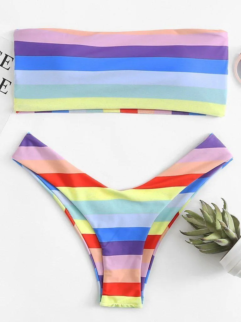 Ladder Cut Out Ombre Bikini Set