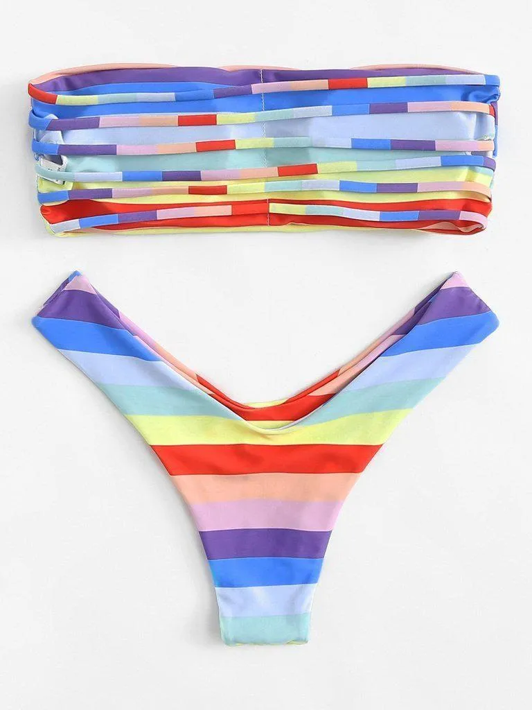 Ladder Cut Out Ombre Bikini Set