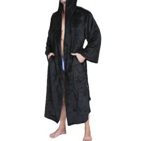 Men's Thick Velvet Fleece Hooded Pajamas Robe - Pure Color, Comfy & Soft Sleepwear