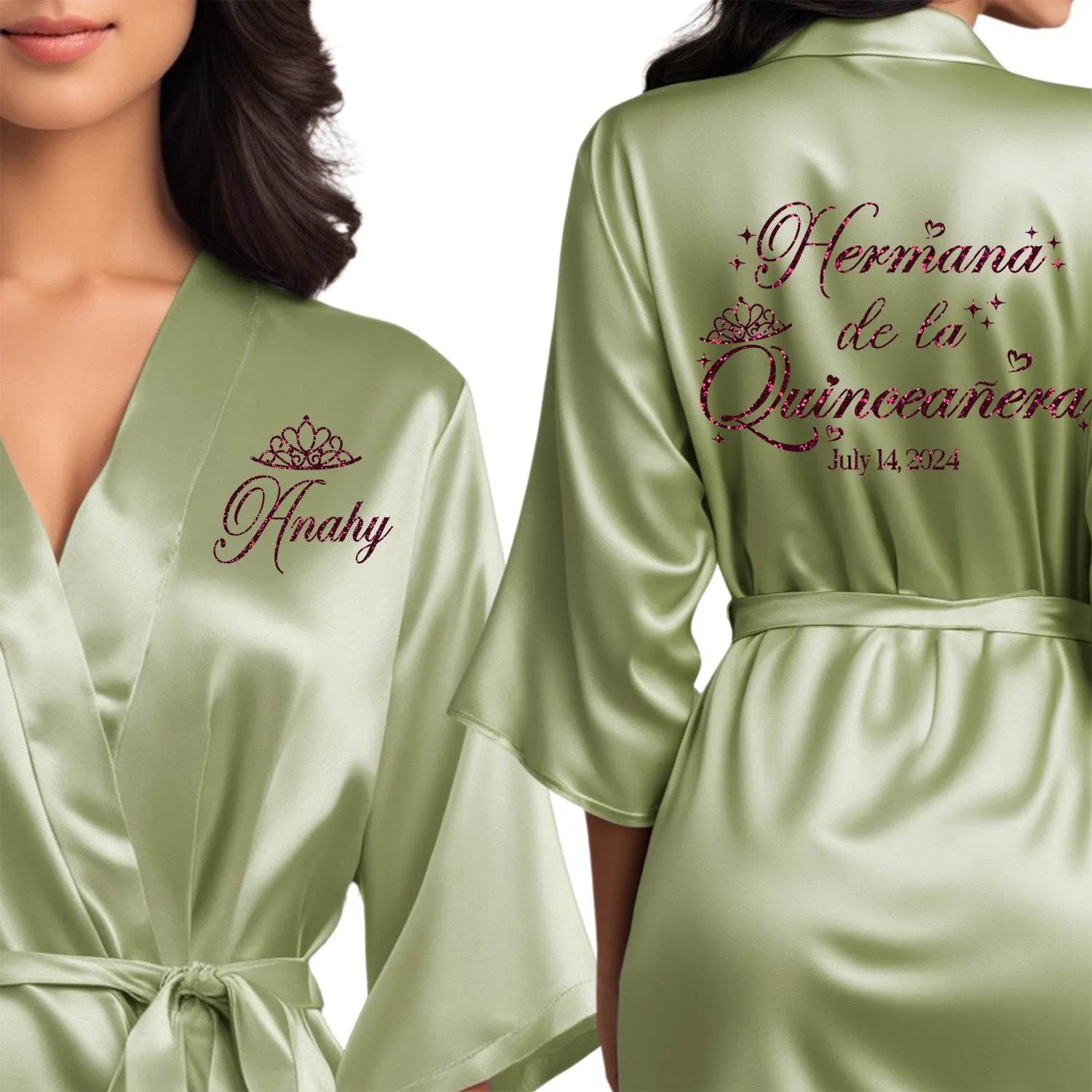 Personalized Sage Mis Quince Años Robes