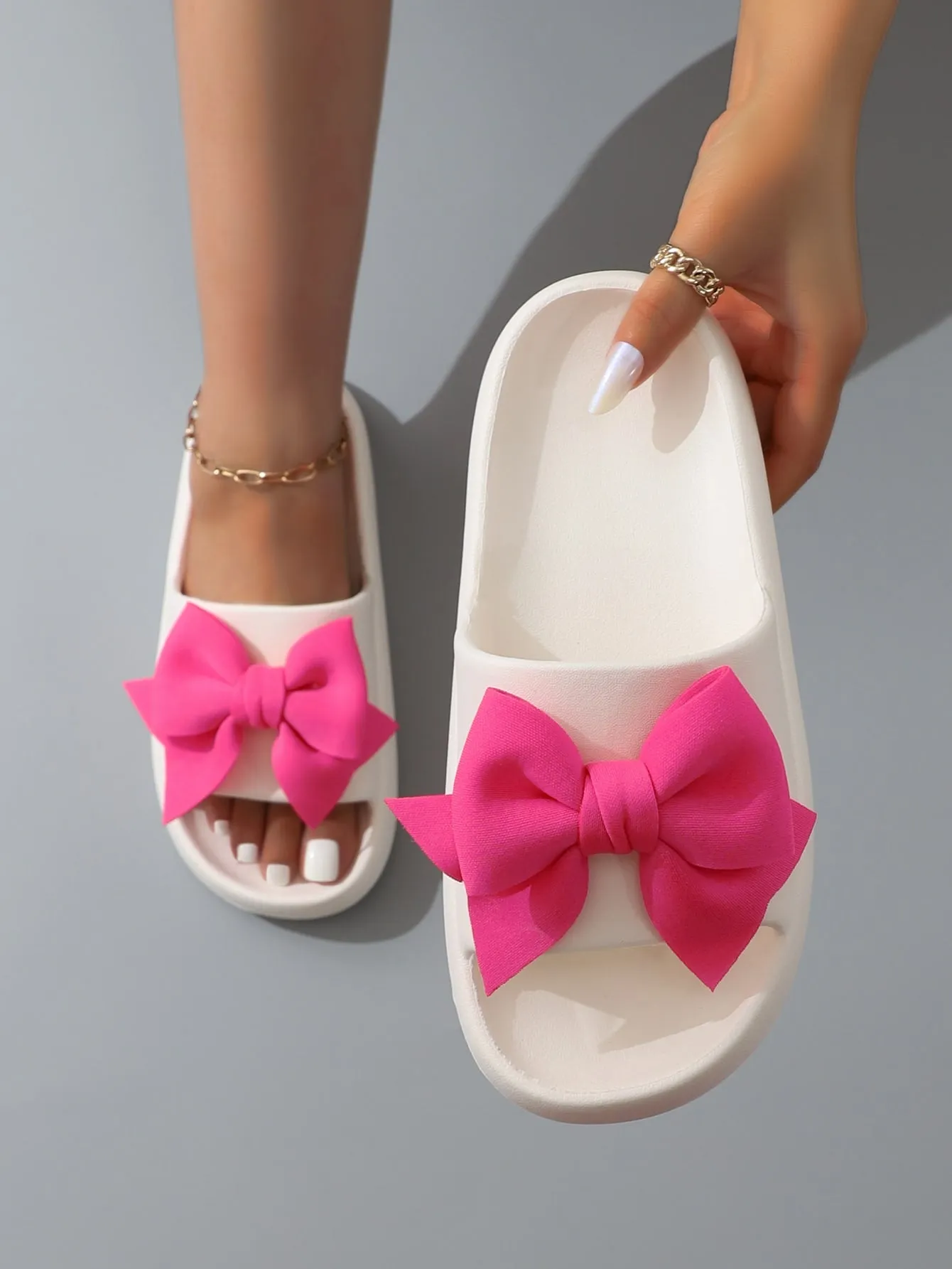 Preppy Chic Bow Slides