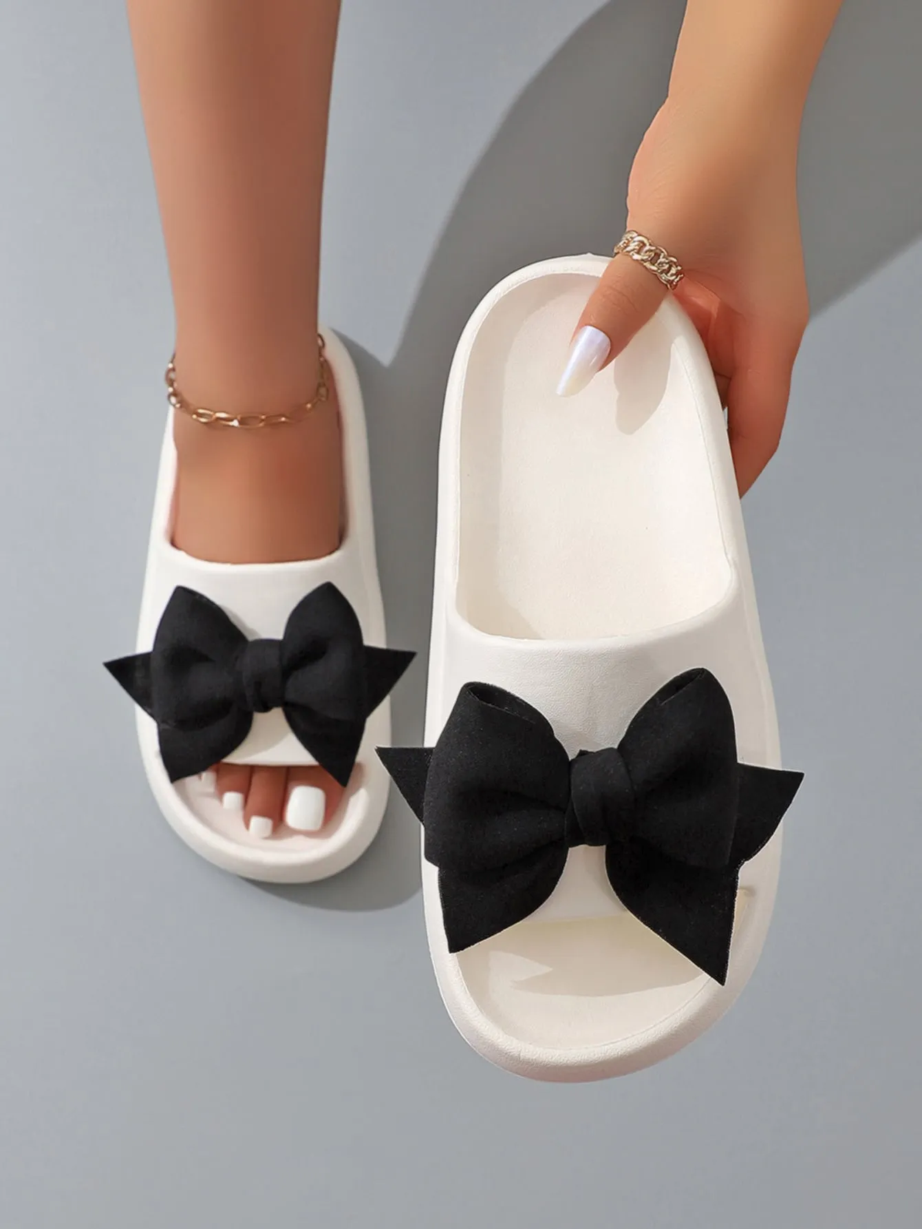 Preppy Chic Bow Slides