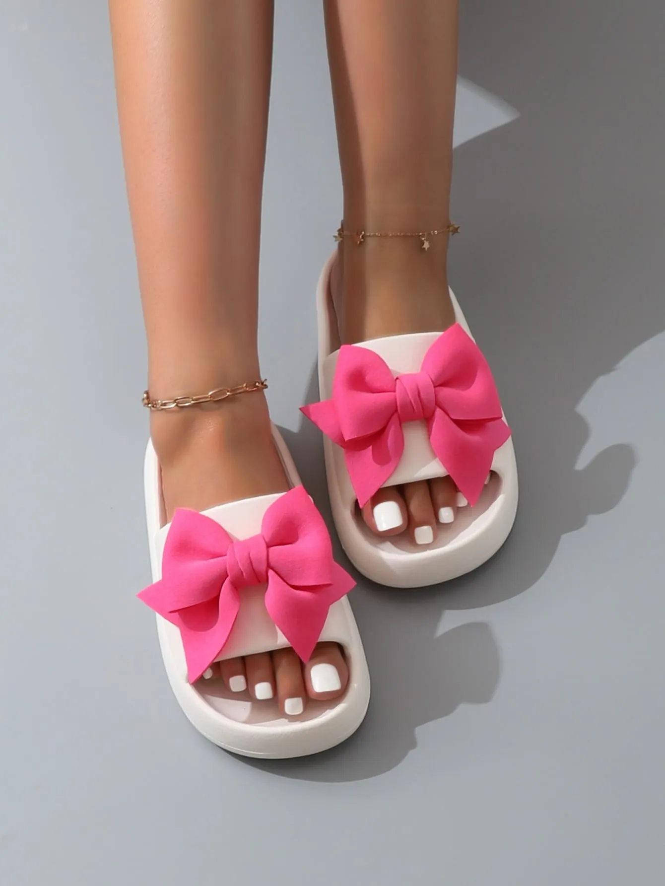 Preppy Chic Bow Slides