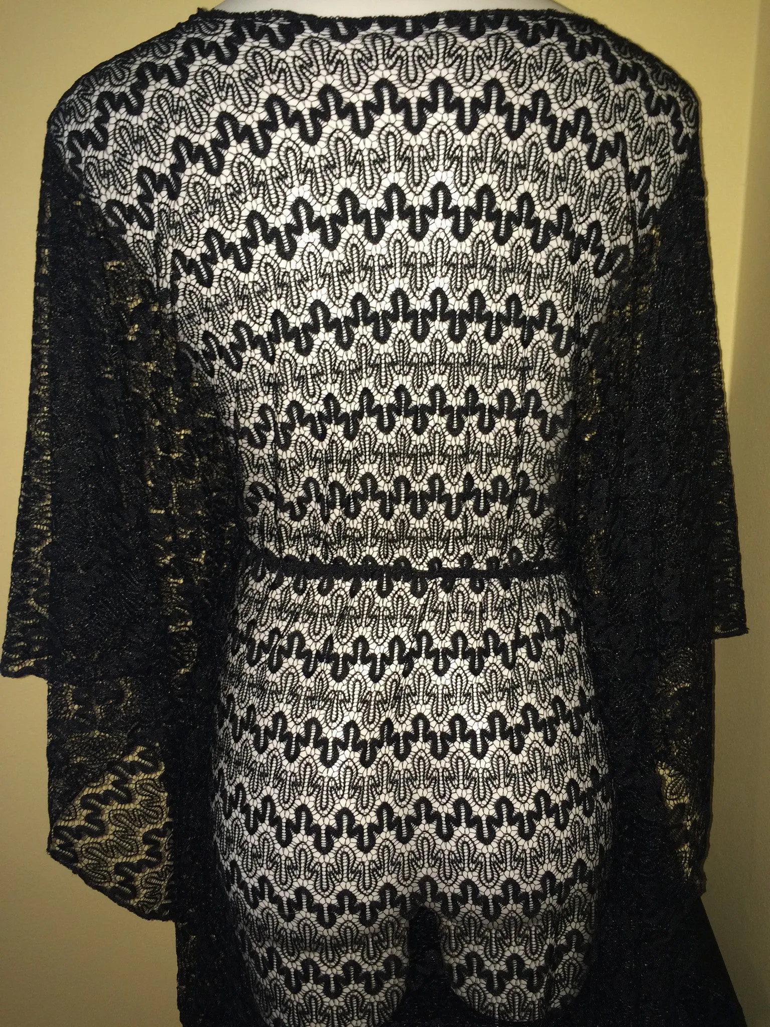 Quick ship black crochet lace butterfly Cover Up