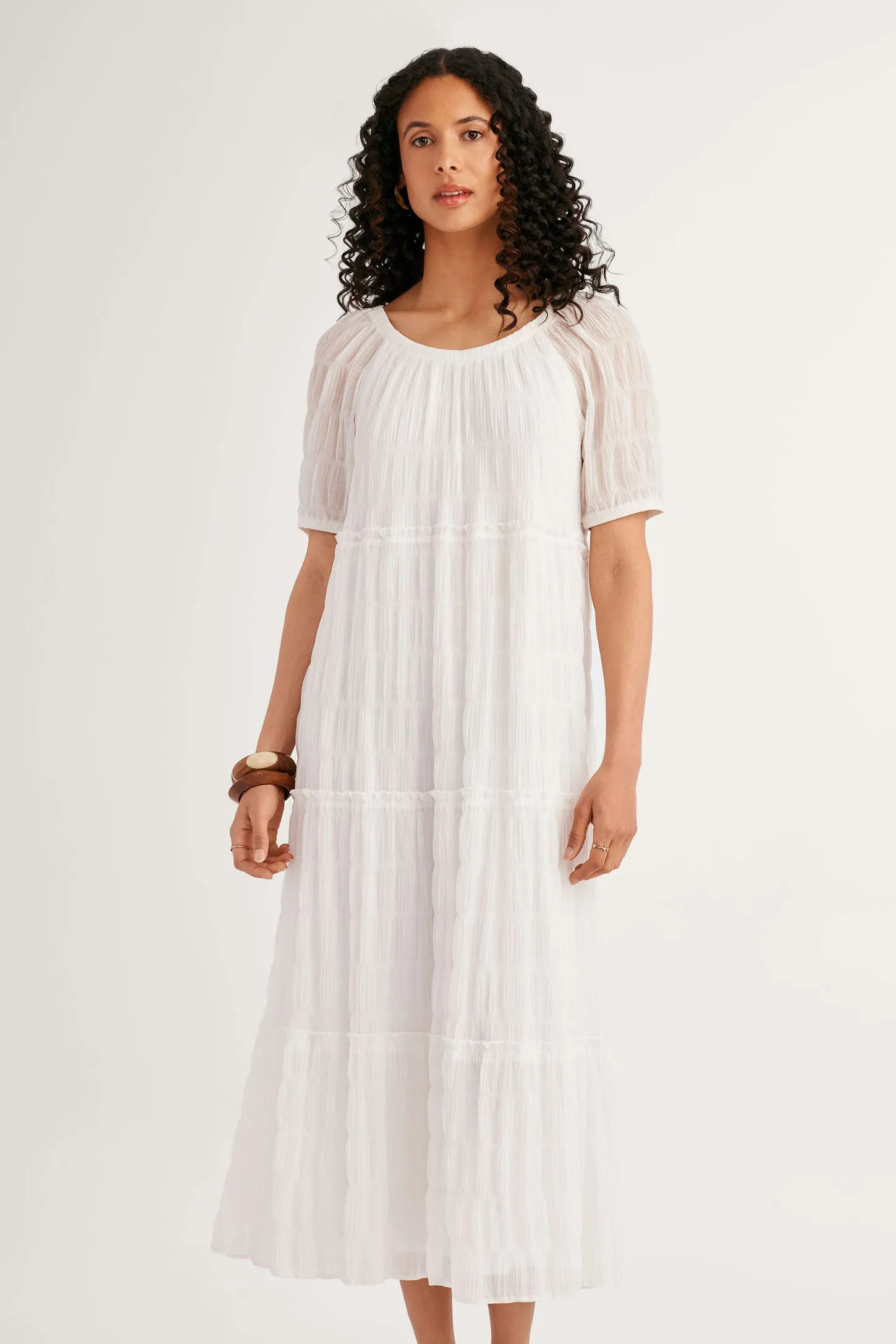 Robe longue volants étagés - Femme