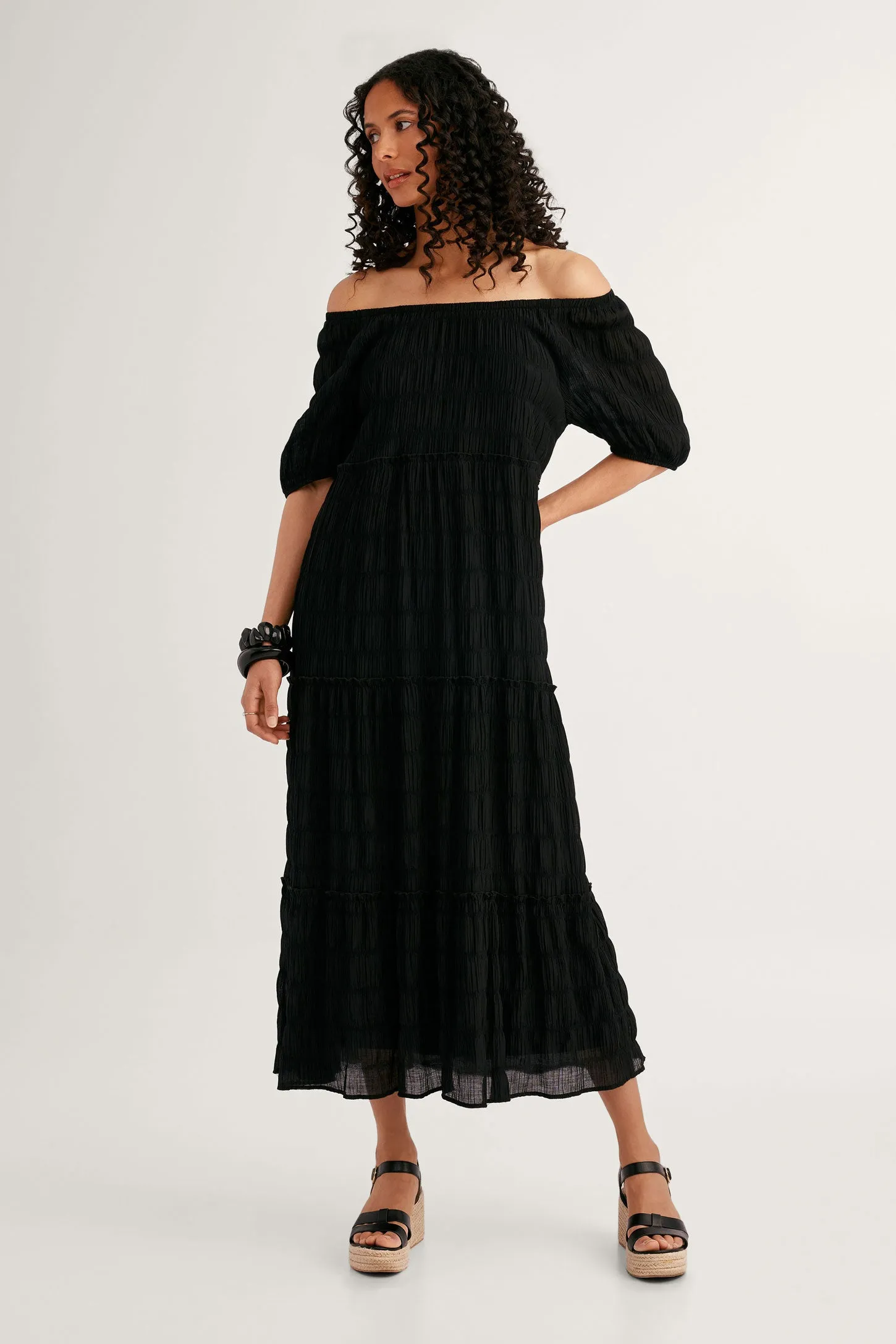 Robe longue volants étagés - Femme
