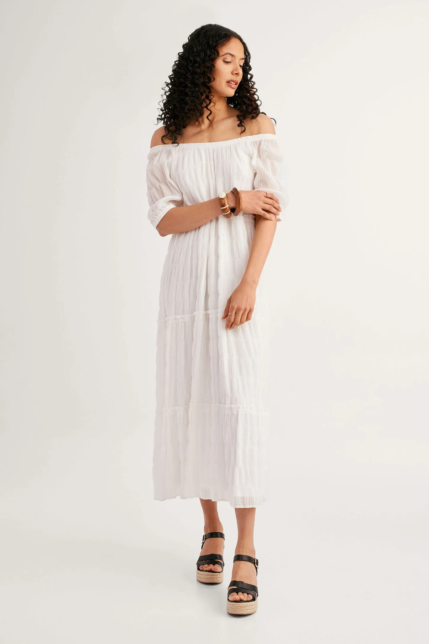 Robe longue volants étagés - Femme