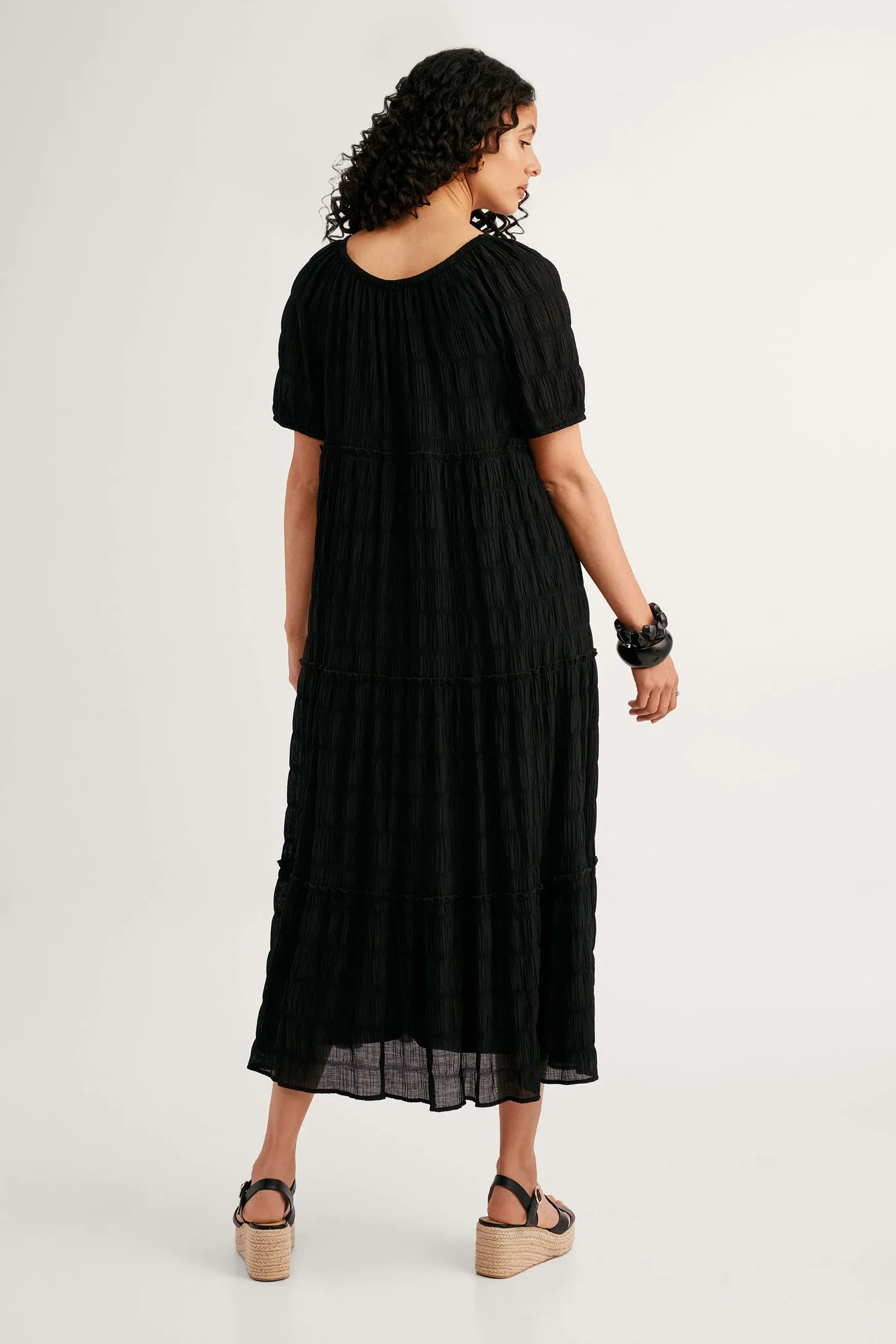 Robe longue volants étagés - Femme
