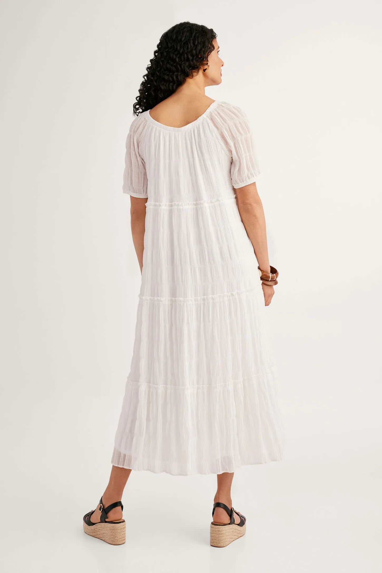 Robe longue volants étagés - Femme