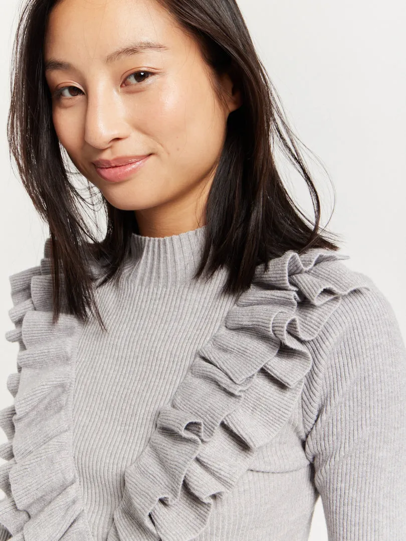 Robe pull col froufrou