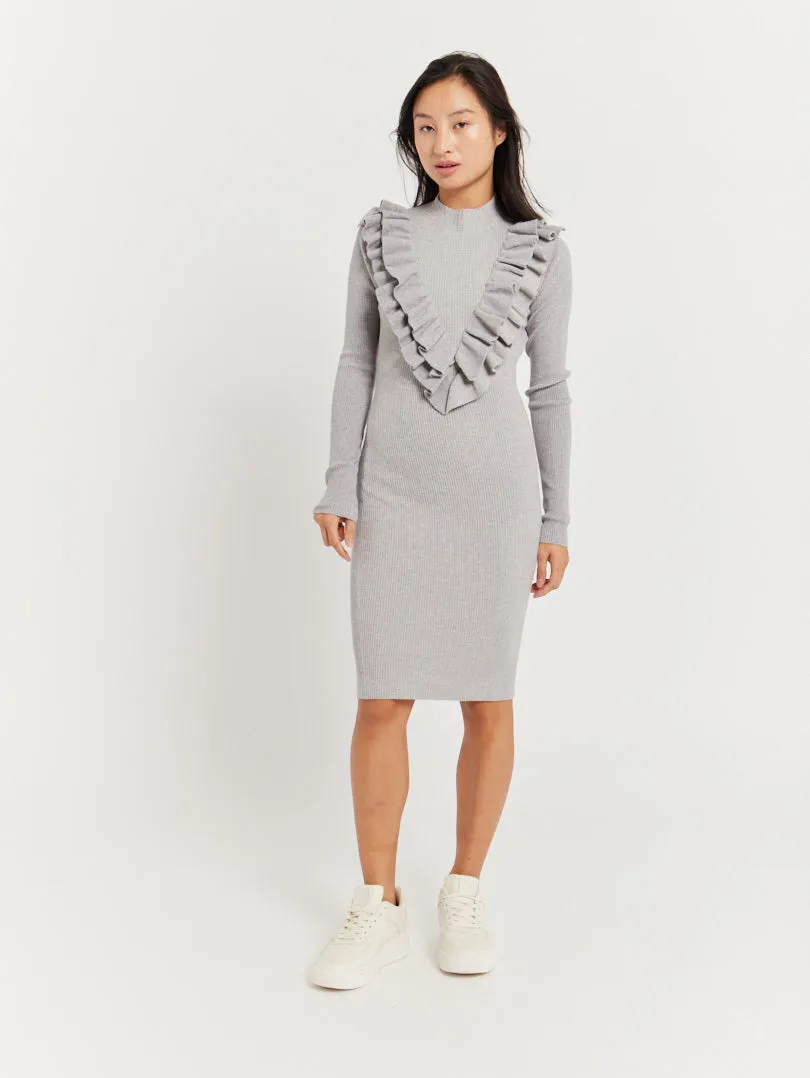 Robe pull col froufrou