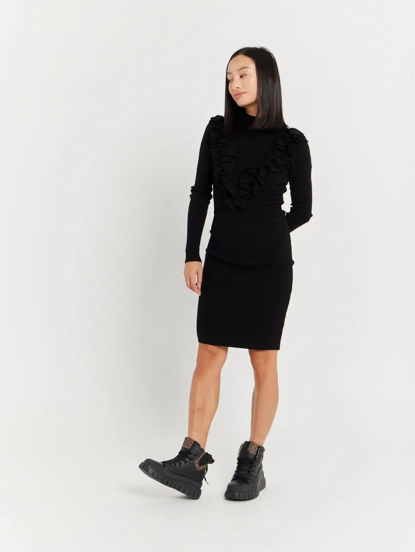 Robe pull col froufrou