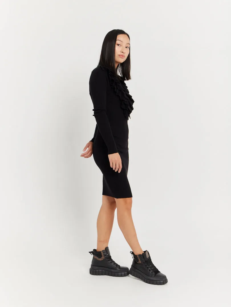 Robe pull col froufrou