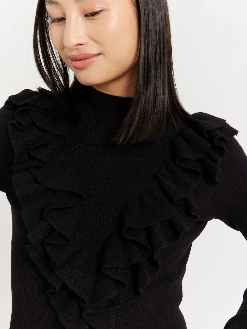 Robe pull col froufrou