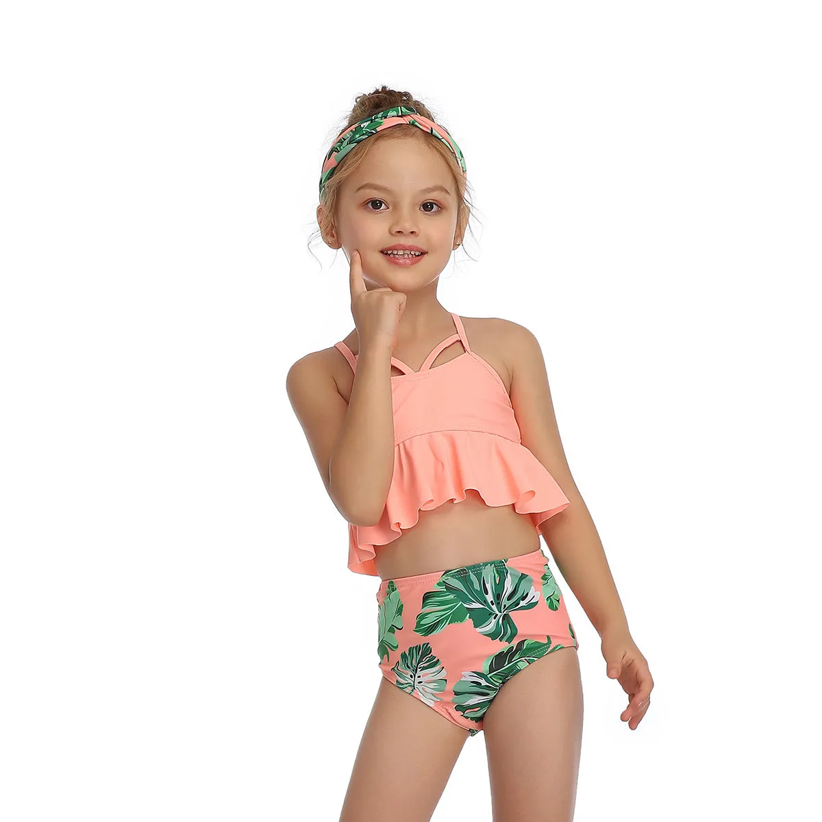 Ruffled Bikini Tops High Waist Mommy and Me Swimsuits