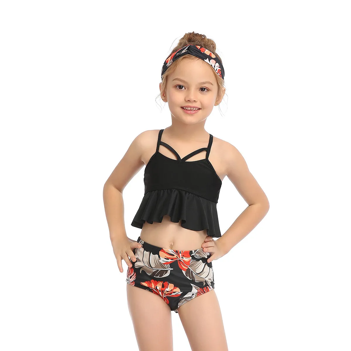 Ruffled Bikini Tops High Waist Mommy and Me Swimsuits