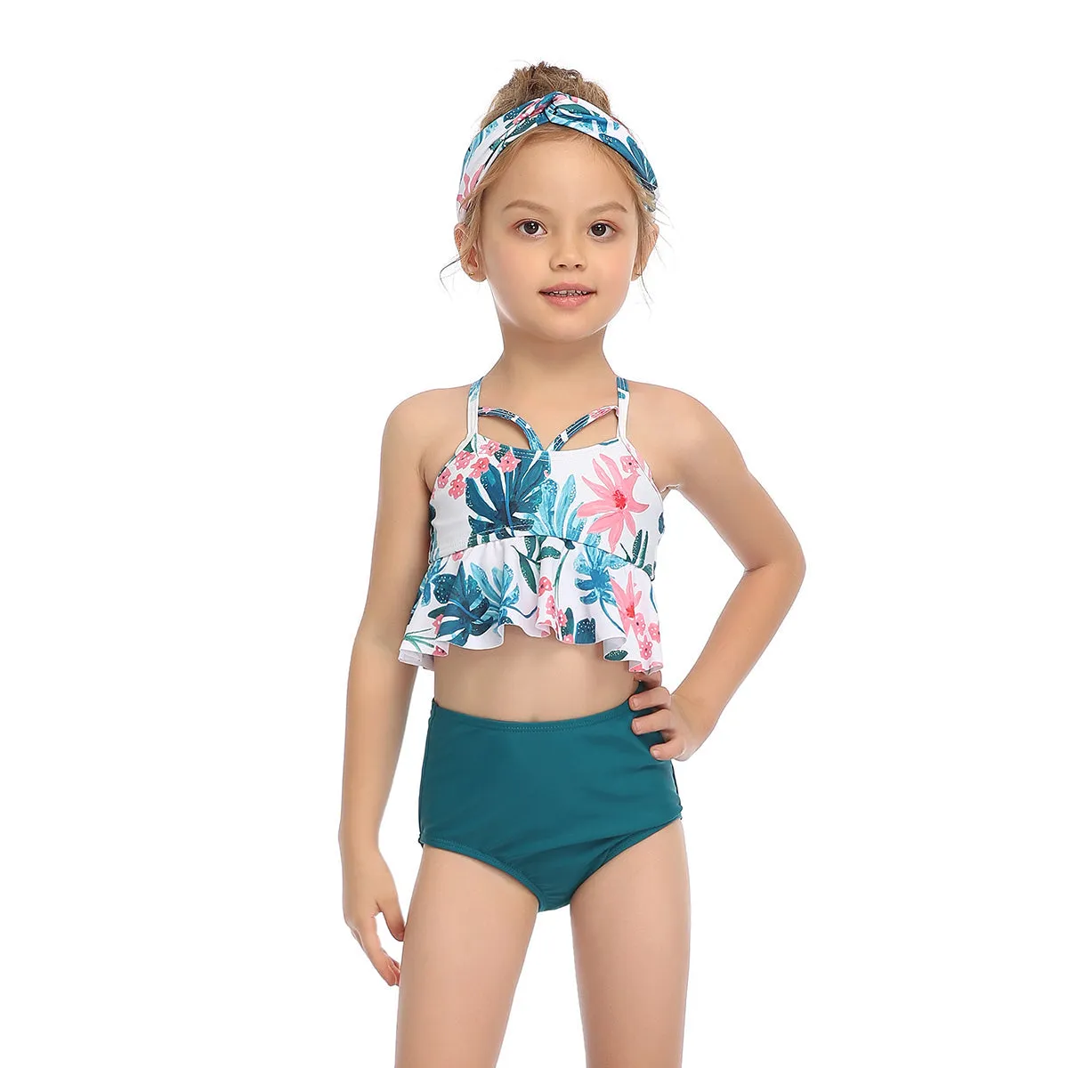 Ruffled Bikini Tops High Waist Mommy and Me Swimsuits