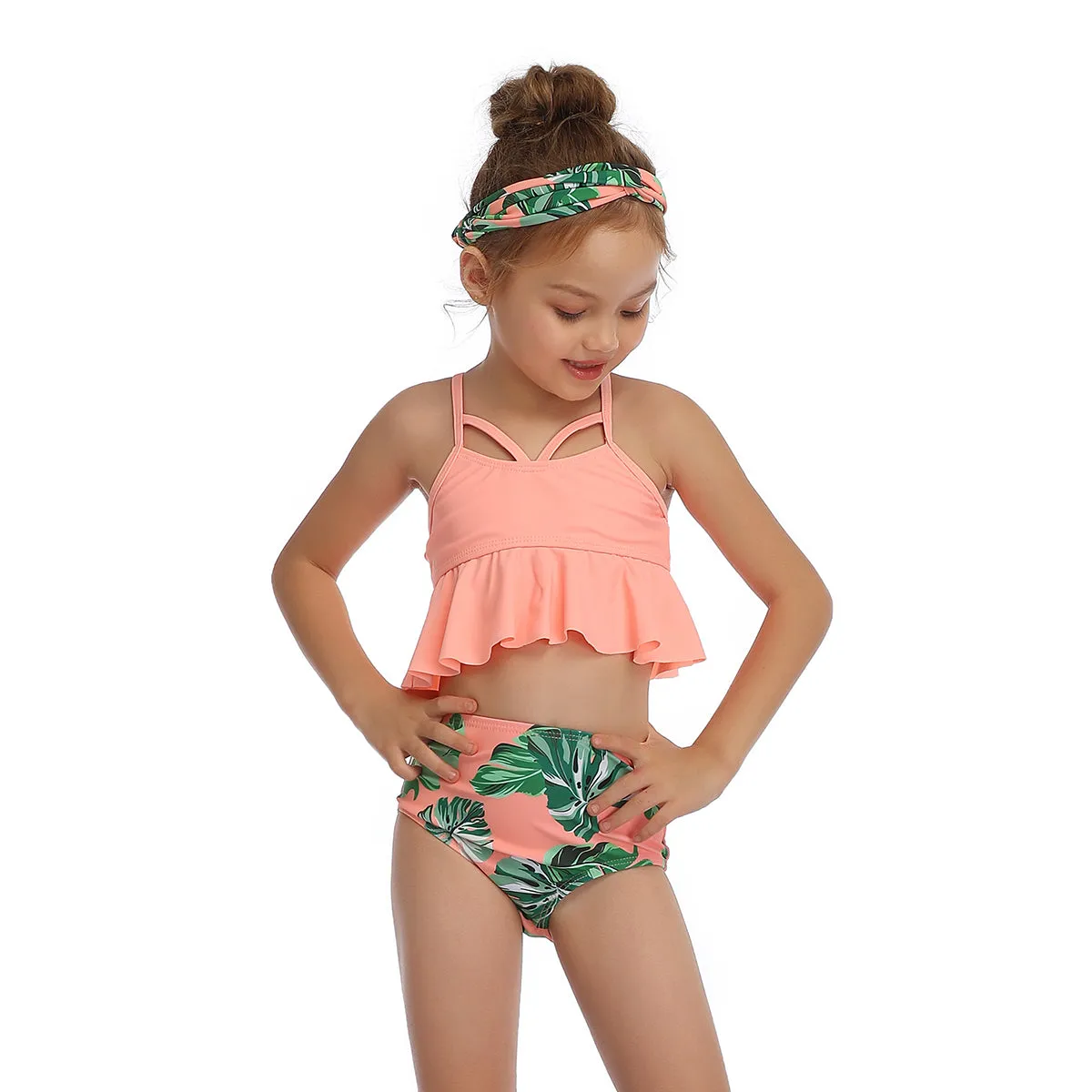 Ruffled Bikini Tops High Waist Mommy and Me Swimsuits