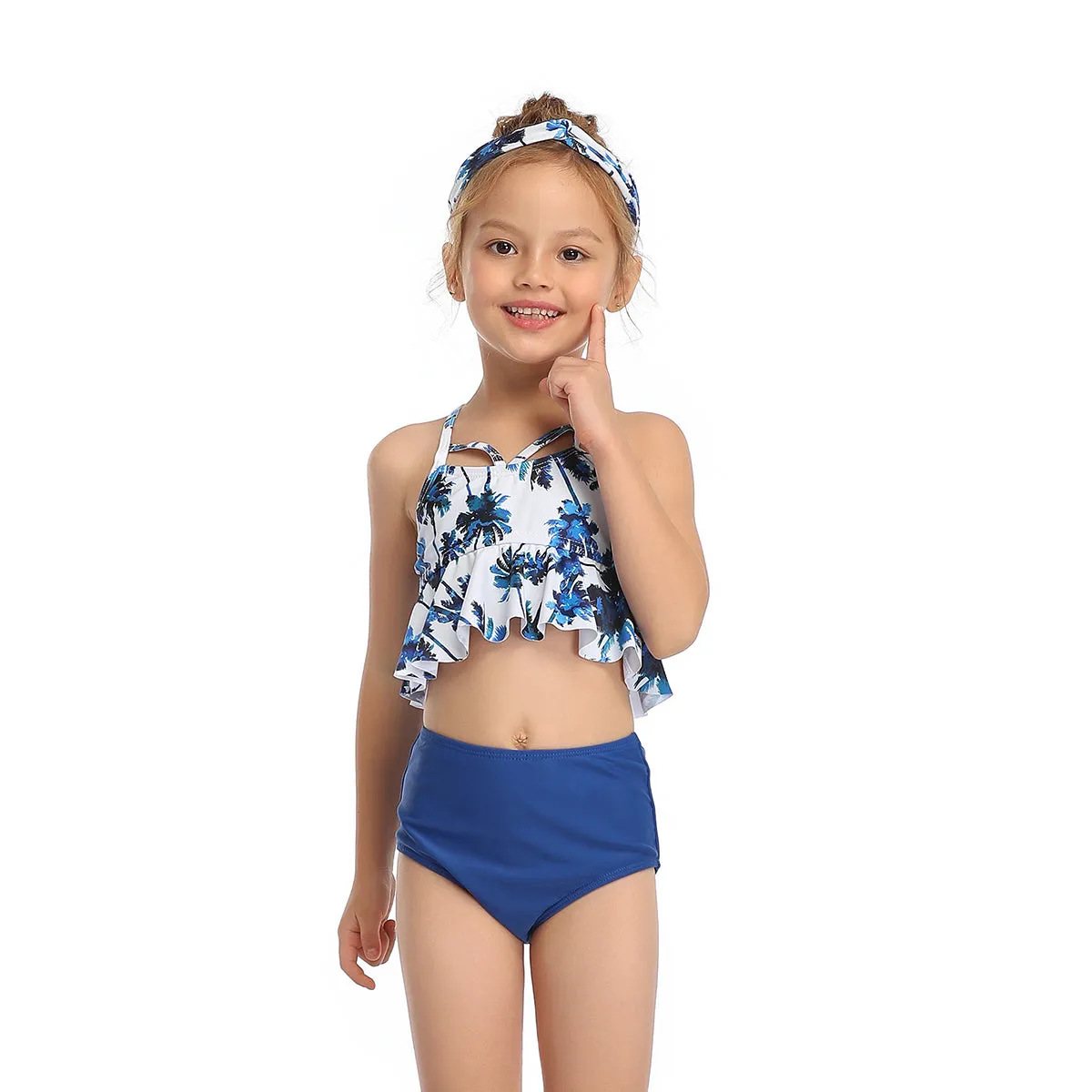 Ruffled Bikini Tops High Waist Mommy and Me Swimsuits