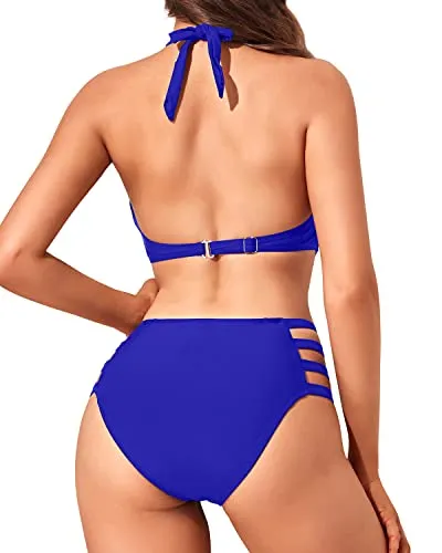 Slimming Attractive Flirty One Piece Monokini Swimwear-Royal Blue