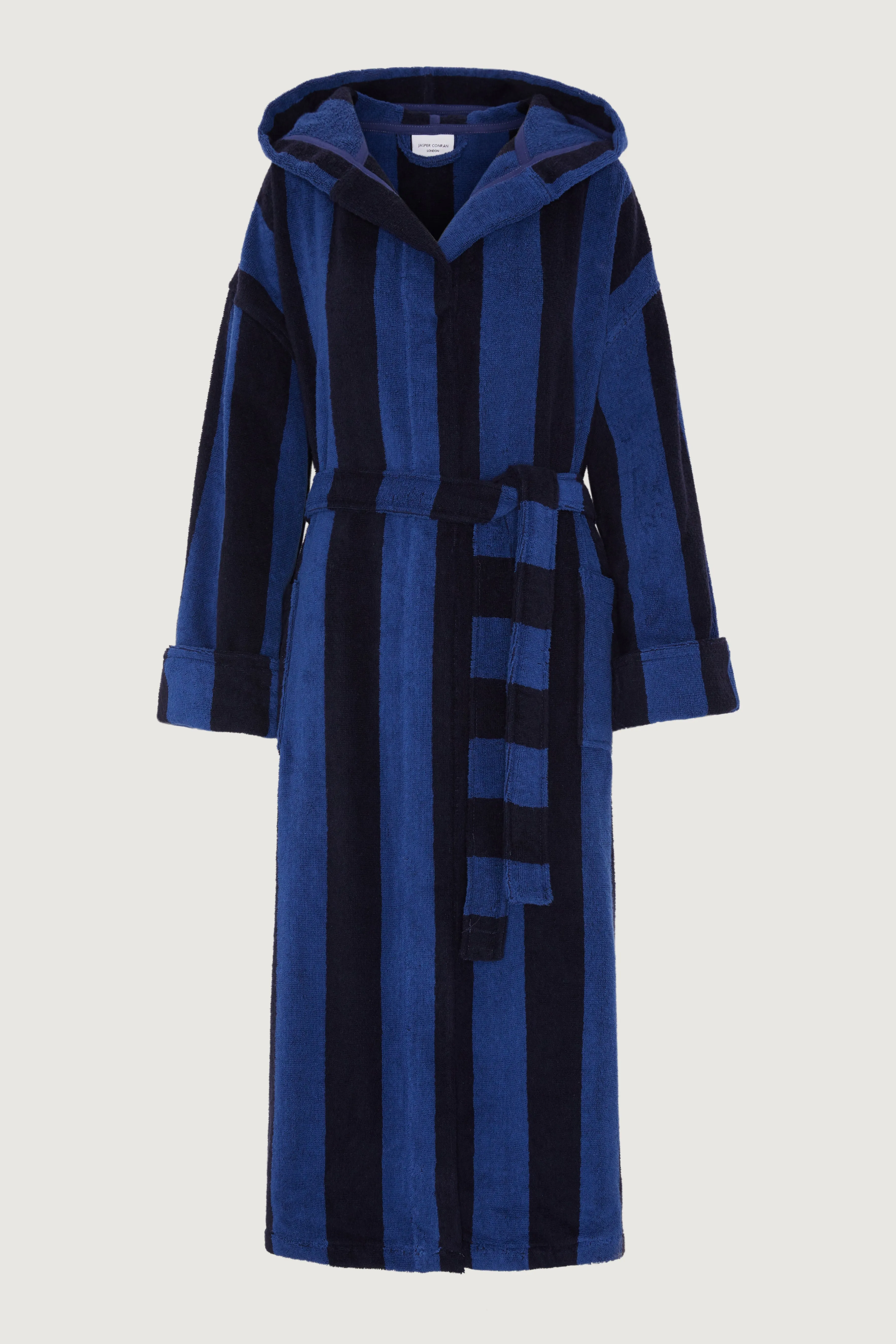 Soft Lightweight Woven Stripe Hooded Robe