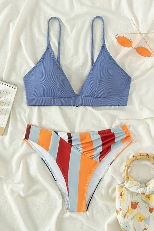 Striped Casual Draped Bikini