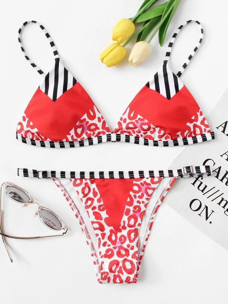 Striped Leopard Bikini Set