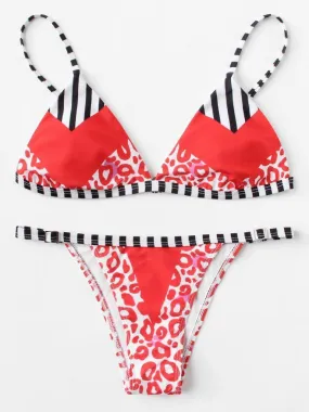 Striped Leopard Bikini Set