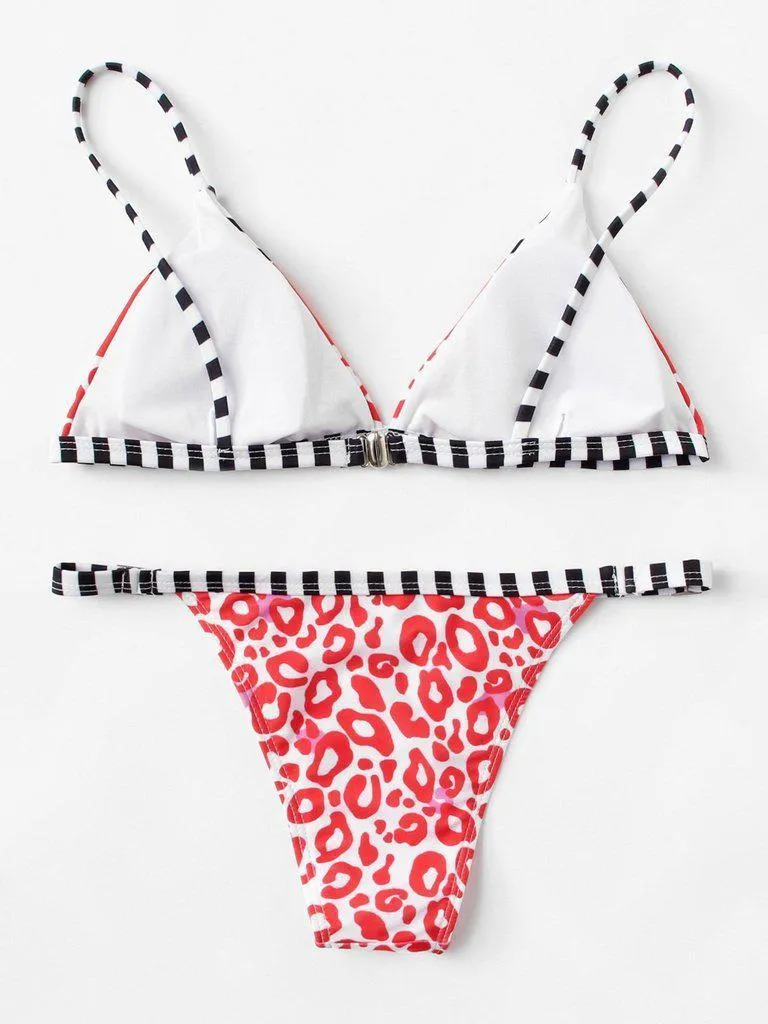 Striped Leopard Bikini Set