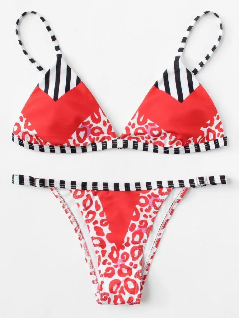 Striped Leopard Bikini Set