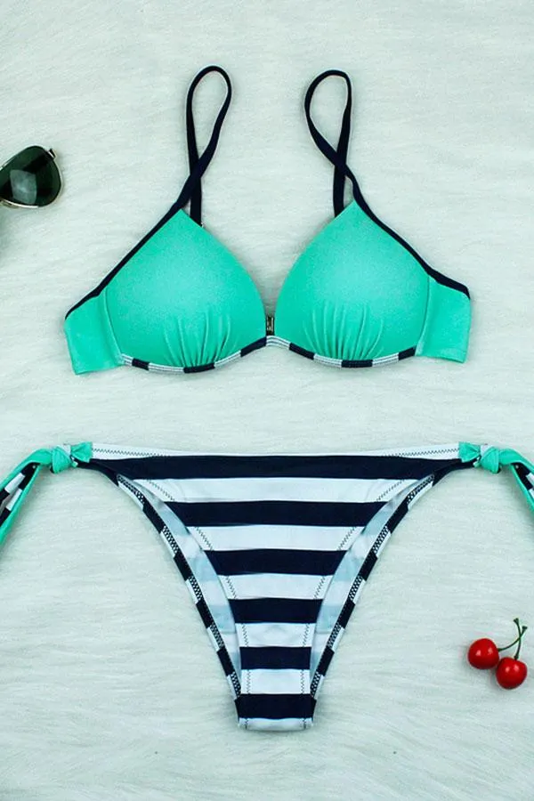 Striped Modern Lace-Up Bikini